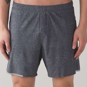Lululemon Surge Short *7" Heathered Texture Printed Grey Deep Coal size S